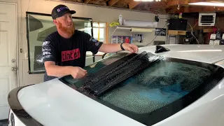 How to install Tint on a back window of a 21 Toyota Camry. And Shave the top edge on a door glass.