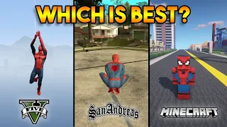 GTA 5 VS GTA SAN ANDREAS VS MINECRAFT : WHICH IS BEST SPIDERMAN?