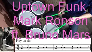 Mark Ronson ft. Bruno Mars - Uptown Funk Drum Cover, Drum Karaoke, Tutorial, Sheet Music, Lessons