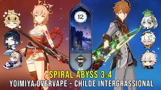 C0 Yoimiya Overvape and C0 Childe Intergrassional - Genshin Impact Abyss 3.4 - Floor 12 9 Stars