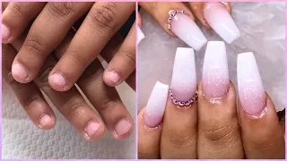 Watch me Work | Acrylic Nails Baby Boomer Coffin Acrylic Nails on Small Nail Beds