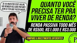 QUANTO VOCÊ PRECISA para VIVER DE RENDA (RENDA PASSIVA de R$500, R$1.000 e R$3.000 TODO MÊS!)