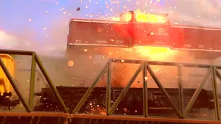 INSANE H0 Scale Model Train Crash, Fail & Explosion Compilation - Super Slow Motion 1000fps