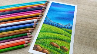 how to draw landscape  drawing  / Oil Pastel  tutorial #drawing #art #painting