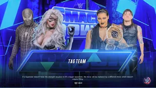 WWE 2K23 Spider-Man & Black Cat Vs Rhea Ripley & Dirty Dominik Mysterio Mixed Tag Match PS5