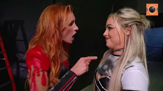 RAW 3.4.24 - Becky Lynch and Liv Morgan Backstage Segment; Rhea Ripley laughs at Becky Lynch