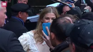 Christian Bale, Rosamund Pike   Wes Studi sign autographs in NY