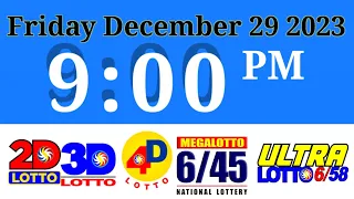 Pcso Lotto Result Today 9pm December 29 2023 | Lotto Result Today Swertres Ez2