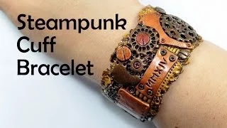 Steampunk cuff bracelet - polymer clay TUTORIAL