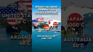 Higgest Recorded Temperatures in Each Continent 🌡#geo #geoedit #country #geography #mapping #shorts