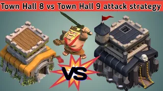 Town Hall 8 vs Town Hall 9 Attack Startegy | how to 3 star max th9 with th8 troops -clashofclans