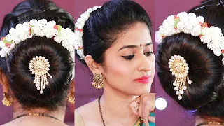 Simple जुडा Hairstyles गजरा वापरून   | 2 Juda hairstyles Without & with donut bun #hairstyle