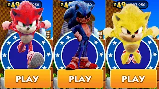 Sonic Dash - Red Movie Sonic vs Sonic.EXE vs Movie Super Sonic defeat All Bosses Eggman Zazz