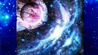 Tutorial Universe Galaxy pour painting mixed media airbrush brush work glitter fluid art painting