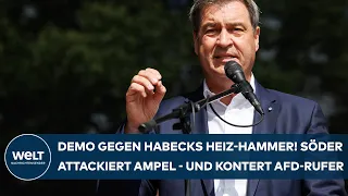 ERDING: Demo gegen Habecks Heiz-Hammer! Söder attackiert Regierung und kontert Buh-Rufe von AfD-Fans