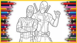 Coloring Spiderman Homecoming & Deadpool | Marvel Superheroes Coloring Pages | Draw and Colors