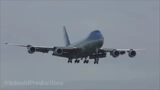 (with live ATC) AIR FORCE ONE landing runway 16 at Zürich-Kloten