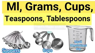 Baking Conversion Chart | Ml | Grams | Cups | Tablespoon | Teaspoon