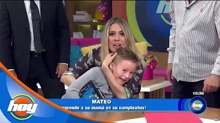 Mateo se vuela las clases para felicitar a su mamá, Galilea Montijo | Hoy