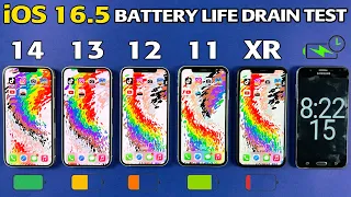 iPhone 14 vs iPhone 13 vs 12 vs 11 vs XR BATTERY LIFE DRAIN TEST in 2023 - iOS 16.5 Battery Test