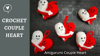 Crochet Amigurumi Couple Heart | Crochet 3D heart | Crochet Valentine Heart keychain | Subtitles Avl