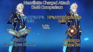 C0 Neuvillette Weapon DMG Comparison F2P Ballad of Boundless Blue x Prototype Amber | Genshin Impact