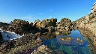 Calming & Peaceful Ocean Waves gently breaking into a tidal pool near Garapata Beach SP, Big Sur, CA