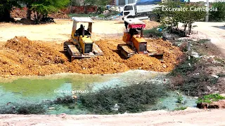 Wonderful Opening Project Filling Delete Deep Pond​​ By Bulldozer D31P&  With Truck 5Ton Unloading