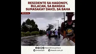 Residente sa Hagonoy, Bulacan, sa bangka sumasakay dahil sa baha