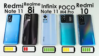 КТО ДОЛЬШЕ ПРОЖИВЕТ? 🔋 Redmi Note 11, Realme 8i, POCO M4 Pro, Infinix Note 11, Redmi 10