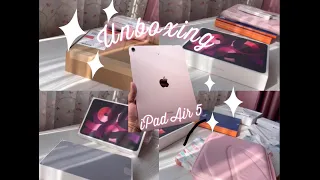 📦Unboxing📦 iPad Air 5 (Pink)💕 & Apple pencil 2nd Generation + Accessories ✨ | ASMR & Aesthetic |