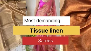 Tissue linen silver , copper , and color saree #tissuesarees #viral #newsareeupdate