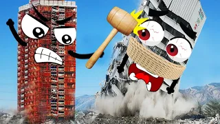 Satisfying Relax Video vs Extreme Dangerous Building Demolition Skills   Doodles and Heavy Equipment