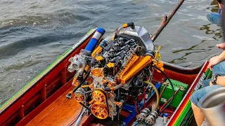 เรือซิ่งดีเซลby ช่างเอก ม.หัวเฉียว สุดจัดอีกแล้ว Drag Racing Diesel Turbo Thai Long-tail Boat