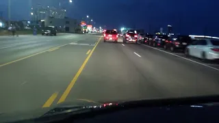 Night drive on the seawall.