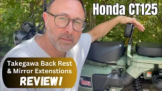 Honda CT125 Trail Review - Takegawa back rest & mirror extensions