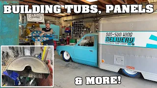 CUSTOM BEAD ROLLED TUBS. Gas tank install. Painting the front clip. ((1977 Datstun 620.))