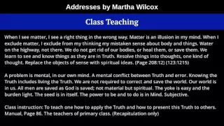 Class Teaching, from Addresses by Martha Wilcox