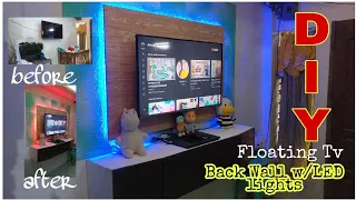 DIY Floating Tv Backwall with LED RGB lights,Paano magkabit ng RGB lights.novsai tv