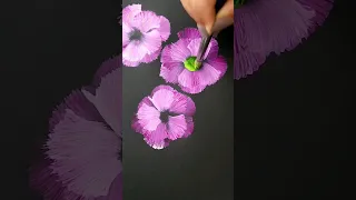 💜✨️ AWESOME Brush Strokes Flower Painting #shorts