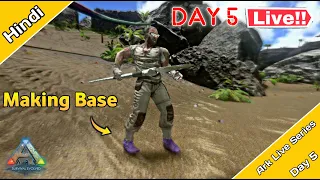 Day 5 |Making Base On Hidden Lake |In Single Player Live Series [Ark Survival Evolved Mobile] Hindi.