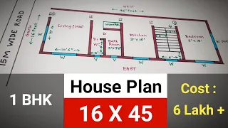 House Plan 16 X 45 ll 1BHK ll 720 sqft ll