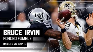 Bruce Irvin Sacks Drew Brees & Forces Fumble | Raiders vs. Saints | NFL