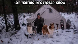 Hot Tenting With My Dogs (October Snowstorm)