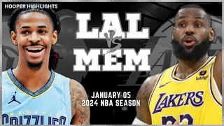 Los Angeles Lakers vs Memphis Grizzlies Full Game Highlights | Jan 5 | 2024 NBA Season