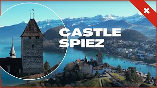 Drone Adventure Castle Spiez Switzerland | 4K Panoramic view of Lake Thun and Swiss Alps