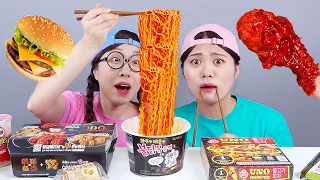 Pollo Frito Coreano Y Fideos De Fuego Mukbang DONA