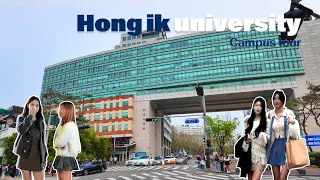 🌸🌸 Hongik Univercity Seoul Campus Tour | 4k HDR | KOREA cherry blossom