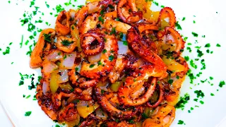 Chinese Style Spicy Garlic Stir Fry Octopus/Calamary. Best sea Food Recipe.