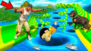 SHINCHAN AND FRANKLIN TRIED THE IMPOSSIBLE HIGHEST MOUNTAIN WATER SLIDE DEEPEST HOLE CHALLENGE GTA 5